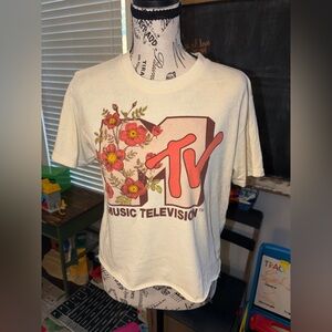MTV Floral Logo Graphic T-shirt cropped